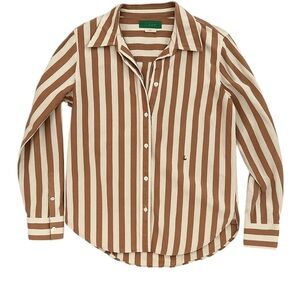 Stylish Brown and Cream Striped Button Down Shirt
